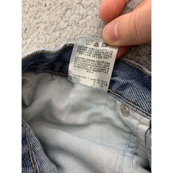 WRANGLER 38x32 Distressed Straight Leg Denim Blue Jeans 5-Pocket Design FLAWED - Picture 6 of 11